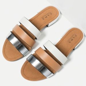 Zara Flat Sandals with Metal Heel Detail